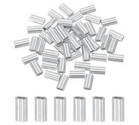 sourcing map 50Pcs Aluminum Crimping Loop Sleeve, 1mm 1/32" Double Ferrule Wire Crimps M1 Cable Crimp for Wire Rope and Cable Crimps, Clamps Line Rope End