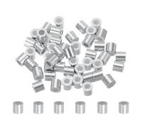 sourcing map 50Pcs Aluminum Crimping Loop Sleeve, 2.5mm 3/32" Round Ferrule Wire Crimps M2.5 Cable Crimp for Wire Rope and Cable Crimps, Clamps Line Rope End