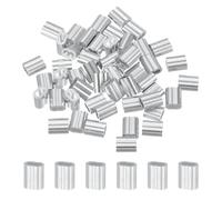 sourcing map 50Pcs Aluminum Crimping Loop Sleeve, 2mm 5/64" Double Ferrule Wire Crimps M2 Cable Crimp for Wire Rope and Cable Crimps, Clamps Line Rope End
