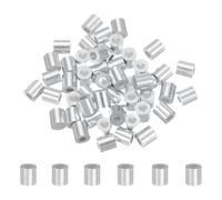 sourcing map 50Pcs Aluminum Crimping Loop Sleeve, 2mm 5/64" Round Ferrule Wire Crimps M2 Cable Crimp for Wire Rope and Cable Crimps, Clamps Line Rope End