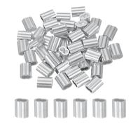 sourcing map 50Pcs Aluminum Crimping Loop Sleeve, 3mm 1/8" Double Ferrule Wire Crimps M3 Cable Crimp for Wire Rope and Cable Crimps, Clamps Line Rope End