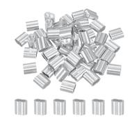 sourcing map 50Pcs Aluminum Crimping Loop Sleeve, 4mm 5/32" Double Ferrule Wire Crimps M4 Cable Crimp for Wire Rope and Cable Crimps, Clamps Line Rope End