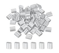 sourcing map 50Pcs Aluminum Crimping Loop Sleeve, 5mm 3/16" Double Ferrule Wire Crimps M5 Cable Crimp for Wire Rope and Cable Crimps, Clamps Line Rope End