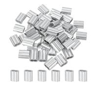 sourcing map 50Pcs Aluminum Crimping Loop Sleeve, 6mm 1/4" Double Ferrule Wire Crimps M6 Cable Crimp for Wire Rope and Cable Crimps, Clamps Line Rope End