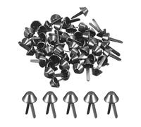 sourcing map 50Pcs Bag Feet Stud Spike, 10mm Purse Cone Studs Flat Metal Spikes Rivet Nailheads Brads Prong Bag Bottom Studs for Handbag Purse Clothing DIY Leather Craft, Metallic Black