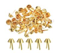 sourcing map 50Pcs Bag Feet Stud Spike, 10mm Purse Cone Studs Flat Metal Spikes Rivet Nailheads Brads Prong Bag Bottom Studs for Handbag Purse Clothing DIY Leather Craft, Gold