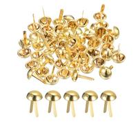 sourcing map 50Pcs Bag Feet Stud Spike, 10mm Round Purse Nailheads Spike Prong Studs Bag Bottom Stud for Handbag Purse Clothing DIY Leather Craft, Gold