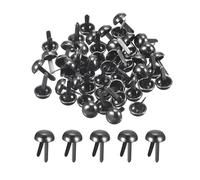 sourcing map 50Pcs Bag Feet Stud Spike, 10mm Round Purse Nailheads Spike Prong Studs Bag Bottom Stud for Handbag Purse Clothing DIY Leather Craft, Metallic Black