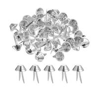 sourcing map 50Pcs Bag Feet Stud Spike, 12mm Purse Cone Studs Flat Metal Spikes Rivet Nailheads Brads Prong Bag Bottom Studs for Handbag Purse Clothing DIY Leather Craft, Silver