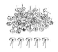 sourcing map 50Pcs Bag Feet Stud Spike, 12mm Round Purse Nailheads Spike Prong Studs Bag Bottom Stud for Handbag Purse Clothing DIY Leather Craft, Silver