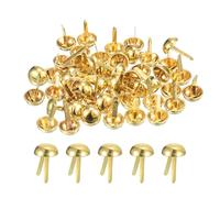 sourcing map 50Pcs Bag Feet Stud Spike, 12mm Round Purse Nailheads Spike Prong Studs Bag Bottom Stud for Handbag Purse Clothing DIY Leather Craft, Gold