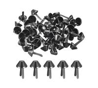sourcing map 50Pcs Bag Feet Stud Spike, 15mm Purse Cone Studs Flat Metal Spikes Rivet Nailheads Brads Prong Bag Bottom Studs for Handbag Purse Clothing DIY Leather Craft, Metallic Black