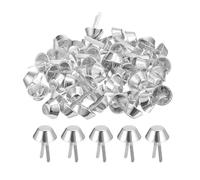 sourcing map 50Pcs Bag Feet Stud Spike, 15mm Purse Cone Studs Flat Metal Spikes Rivet Nailheads Brads Prong Bag Bottom Studs for Handbag Purse Clothing DIY Leather Craft, Silver