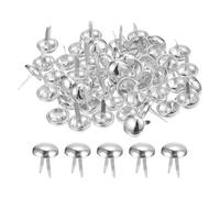 sourcing map 50Pcs Bag Feet Stud Spike, 18mm Round Purse Nailheads Spike Prong Studs Bag Bottom Stud for Handbag Purse Clothing DIY Leather Craft, Silver
