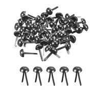 sourcing map 50Pcs Bag Feet Stud Spike, 6mm Round Purse Nailheads Spike Prong Studs Bag Bottom Stud for Handbag Purse Clothing DIY Leather Craft, Metallic Black