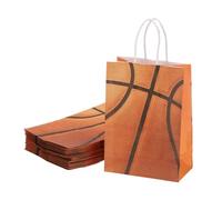 sourcing map 50pcs Basketball Gift Bags with Handles Bulk, 3.1"x8.3"x5.9" Basketball Gift Bags Sports Party Favor Bags for Kids Sports Theme, Birthday Party, Basketball Theme Event Gift Bag