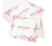 sourcing map 50Pcs Best Wishes Cards, 3.7"x5.5" Floral Folded Blank Cardstock, Thank You Notes for Greeting Cards Wedding Graduation Birthday DIY Craft Invitations, Butterfly Rose Style