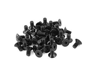 sourcing map 50Pcs Black M4 x 8mm Alloy Steel Hex Socket Flat Head Countersunk Screws Bolts