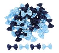 sourcing map 50pcs Blue & Dark Blue Bow Ties 1.5" x 1" Mini Bowknot for Crafting Little Satin Bow Bulk for DIY Sewing Scrapbooking Wedding Gift Present Home Decoration