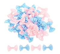 sourcing map 50pcs Blue & Hot Pink Bow Ties 1.5" x 1" Mini Bowknot for Crafting Little Satin Bow Bulk for DIY Sewing Scrapbooking Wedding Gift Present Home Decoration