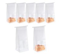 sourcing map 50Pcs Bread Bags for Homemade Bread, 5.1x3.9x11 Inches Kraft Bakery Bags with Iron Tie Tab Lock Loaf Gift Bags with Baked Foods Packaging, White