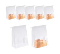 sourcing map 50Pcs Bread Bags for Homemade Bread, 8.7x4.3x11 Inches Kraft Bakery Bags with Iron Tie Tab Lock Loaf Gift Bags with Baked Foods Packaging, White