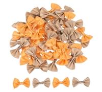 sourcing map 50pcs Bright Gray & Orange Bow Ties 1.5" x 1" Mini Bowknot for Crafting Little Satin Bow Bulk for DIY Sewing Scrapbooking Wedding Gift Present Home Decoration