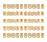 sourcing map 50Pcs Candle Wraps, Laser Cut Votive Candles Holder Wraps for LED Tealight Candles, Tea Light Wrap Lampshade for Elegant Festival Birthday Wedding, Heart Design Gold