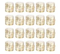 sourcing map 50Pcs Candle Wraps, Laser Cut Votive Candles Holder Wraps for LED Tealight Candles, Tea Light Wrap Lampshade for Elegant Festival Birthday Wedding Party Decoration, Reflective Gold