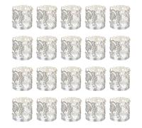 sourcing map 50Pcs Candle Wraps, Laser Cut Votive Candles Holder Wraps for LED Tealight Candles, Tea Light Wrap Lampshade for Elegant Festival Birthday Wedding Decoration, Silver