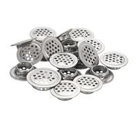 sourcing map 50Pcs Circular Air Vents,19mm Stainless Steel Mesh Hole Round Soffit Vents for Shoe Cabinet, TV Cabinet, Wardrobe Silver