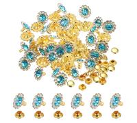 sourcing map 50pcs Colorful Rhinestone Rivets 11mm Rhinestone Rapid Stud Rivets Sun Flower Crystal Studs for Clothing Leather Fabric Arts Crafts Decoration Leathercraft DIY, Blue