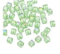 sourcing map 50Pcs Cube Crystal Glass Beads, 8mm Sparkle Faceted Loose Square Spacer Beads for DIY Crafts Making (Green)