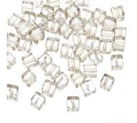 sourcing map 50Pcs Cube Crystal Glass Beads, 8mm Sparkle Faceted Loose Square Spacer Beads for DIY Crafts Making (Light Yellow)