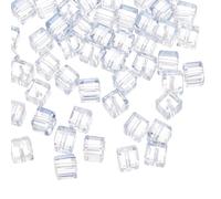 sourcing map 50Pcs Cube Crystal Glass Beads, 8mm Sparkle Faceted Loose Square Spacer Beads for DIY Crafts Making (Light Grey)