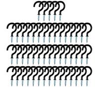 sourcing map 50pcs Cup Ceiling Hooks 1-1/2 Inch Vinyl Coated Metal Screw in Holder Hooks for Home Office Plants Outdoor Lights Hanger Black