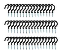 sourcing map 50pcs Cup Ceiling Hooks 1 Inch Vinyl Coated Metal Screw in Holder Hooks for Home Office Plants Outdoor Lights Hanger Black