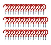 sourcing map 50pcs Cup Ceiling Hooks 1 Inch Vinyl Coated Metal Screw in Holder Hooks for Home Office Plants Outdoor Lights Hanger Red
