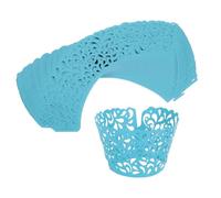 sourcing map 50pcs Cupcake Liners Wrappers Water Droplet Hollow Out Artistic Baking Packaging Disposable Bulk Cups for Wedding Birthday Party Decoration Baking Cake Desserts, Azure