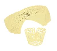 sourcing map 50pcs Cupcake Liners Wrappers Water Droplet Hollow Out Artistic Baking Packaging Disposable Bulk Cups for Wedding Birthday Party Decoration Baking Cake Desserts, Light Yellow