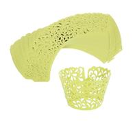 sourcing map 50pcs Cupcake Liners Wrappers Water Droplet Hollow Out Artistic Baking Packaging Disposable Bulk Cups for Wedding Birthday Party Decoration Baking Cake Desserts, Green
