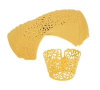 sourcing map 50pcs Cupcake Liners Wrappers Water Droplet Hollow Out Artistic Baking Packaging Disposable Bulk Cups for Wedding Birthday Party Decoration Baking Cake Desserts, Golden