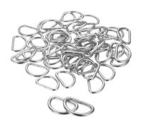 sourcing map 50pcs D Ring 3/4" (20mm) Metal Electroplate D-Shape Buckle Clips Multi-Purpose Buckle Strap Sewing Accessories for Dog Collars Backpacks Webbing Strap, Silver
