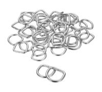 sourcing map 50pcs D Ring 5/8" (16mm) Metal Electroplate D-Shape Buckle Clips Multi-Purpose Buckle Strap Sewing Accessories for Dog Collars Backpacks Webbing Strap, Silver