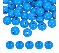 sourcing map 50pcs Dark Blue Colored Wooden Beads 16mm Dia. 4.3mm Hole Large Round Natural Dyed Wood Loose Spacer Ball Bulk for DIY Bead Crafts Making Home Decor