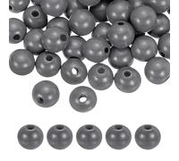 sourcing map 50pcs Dark Gray Colored Wooden Beads 16mm Dia. 4.3mm Hole Large Round Natural Dyed Wood Loose Spacer Ball Bulk for DIY Bead Crafts Making Home Decor