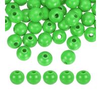 sourcing map 50pcs Dark Green Colored Wooden Beads 12mm Dia. 3.3mm Hole Large Round Natural Dyed Wood Loose Spacer Ball Bulk for DIY Bead Crafts Making Home Decor