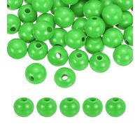 sourcing map 50pcs Dark Green Colored Wooden Beads 16mm Dia. 4.3mm Hole Large Round Natural Dyed Wood Loose Spacer Ball Bulk for DIY Bead Crafts Making Home Decor