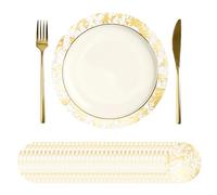 sourcing map 50Pcs Disposable Round Placemats, 33cm Chargers Place Mats Metallic Thin Mesh Table Mates Pressed Foil Table Doilies for Dining Table Wedding Birthday Party Home Decor, Gold