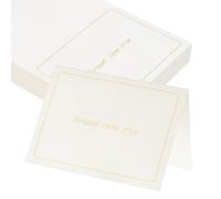 sourcing map 50Pcs Dream Come True Cards, 14 x 9.5cm Blank Folded Cardstock Greeting Card with Gold Foil Border for Wishes Gift Wedding Graduation Birthday DIY Craft Invitations, White